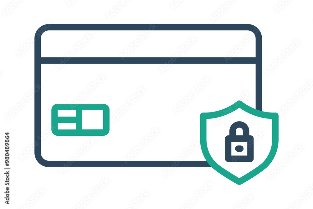 Poster secure payment icon. line icon style. credit card with shield. icon related to bill and payment. bus