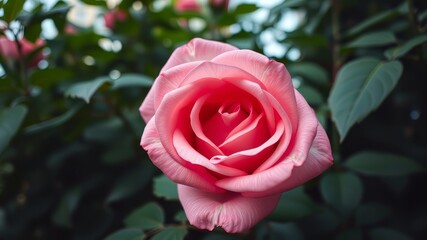 A delicate, velvety pink rose unfurls its petals to reveal a tender, serpentine shape forming a subtle heart