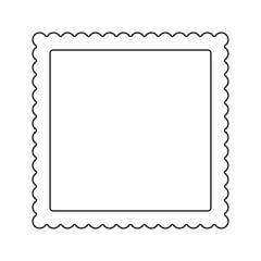 切手や額縁のような形の正方形の線フレーム  - シンプルな背景や枠･あしらいのデザイン素材