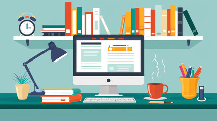 Web design books and resources for teaching web design principles in high quality illustration style