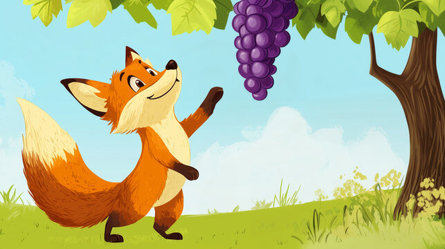 The classic fable The fox and the Grapes