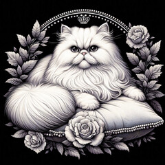 Elegant white Persian cat illustration 