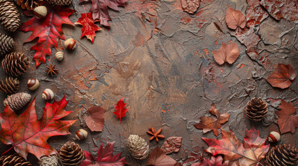 The Autumn Leaves and Pinecones