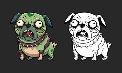 Pug cartoon dog dressed in Halloween costume 03