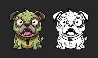 Pug cartoon dog dressed in Halloween costume 02