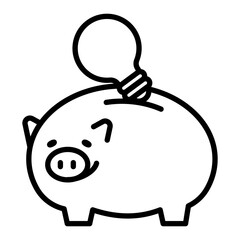 Light bulb and piggy bank icon. Saving ideas.
