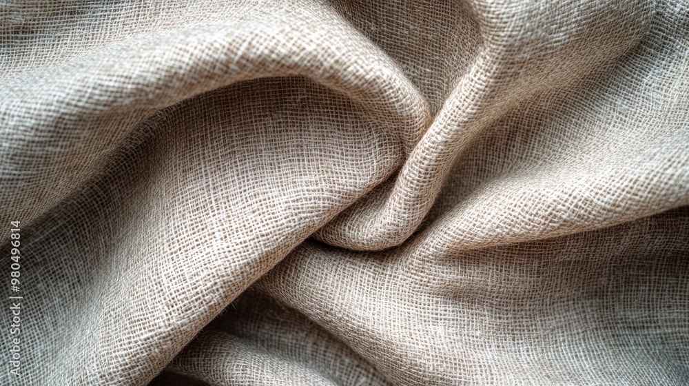 Poster high-resolution linen fabric texture in neutral tones, perfect for background use in textile-related