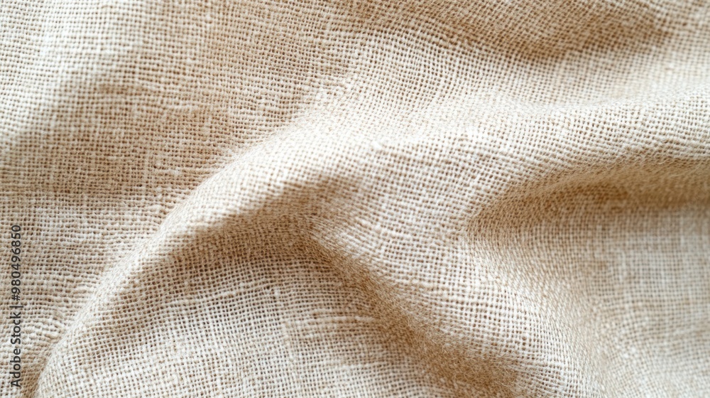 Poster high-resolution linen fabric texture in neutral tones, perfect for background use in textile-related