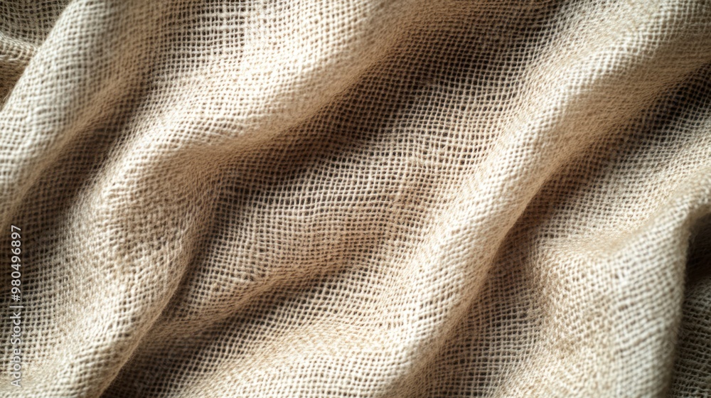 Poster high-resolution linen fabric texture in neutral tones, perfect for background use in textile-related
