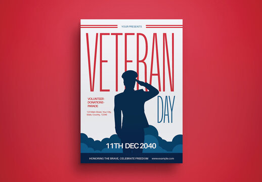 Blue Flat Design Veteran Day Flyer Layout