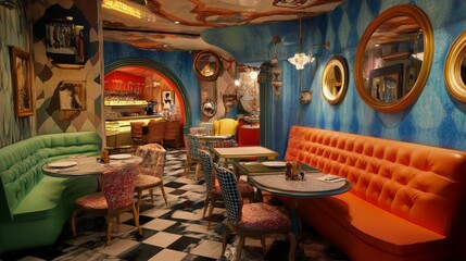 Whimsical Vibes. Eccentric Cafe with Themed Decor