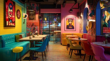 Whimsical Vibes. Eccentric Cafe with Themed Decor