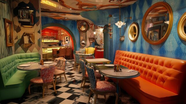 Whimsical Vibes. Eccentric Cafe with Themed Decor