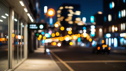 Abstract bokeh night in city background, cityscape at twilight time blurred photo