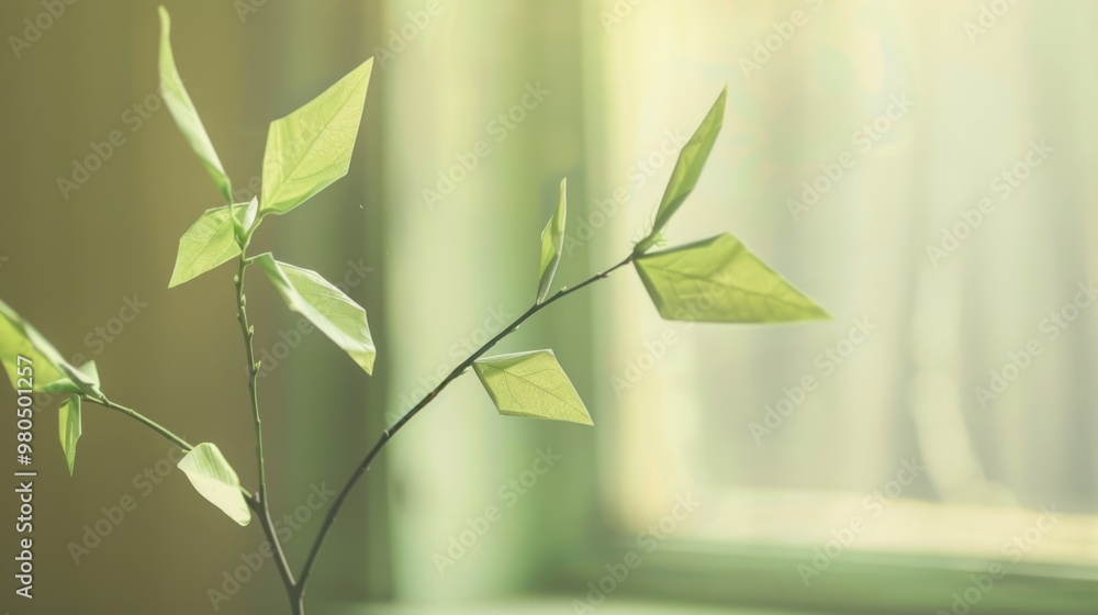 Poster close up of a branch with paper growing out of it instead of leaves