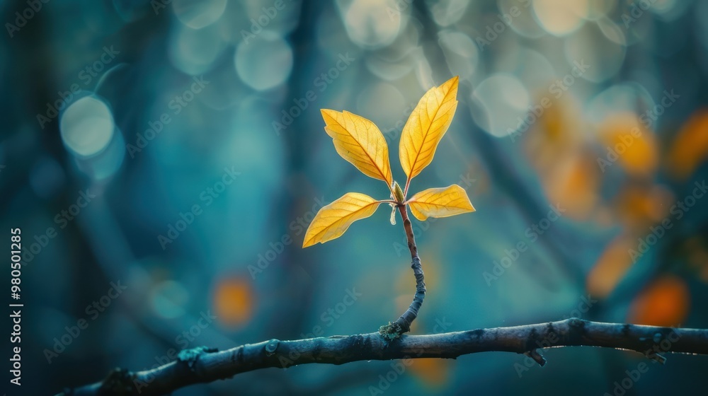Poster close up of a branch with paper growing out of it instead of leaves