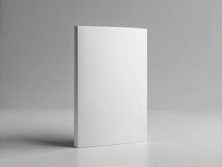 Isolated white empty vertical A4 brochure mockup standing upright on a light grey background, ready for custom design and content insertion.