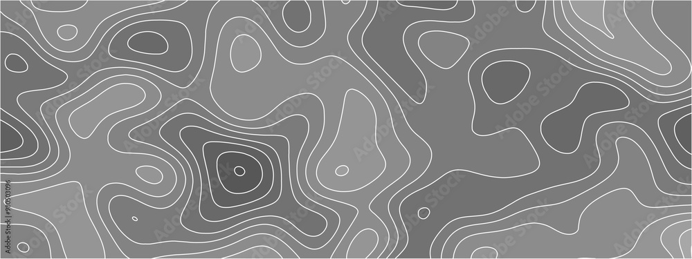 Fototapete white paper wave curve relief geometric wave grid line background. wavy topographic map and curved l