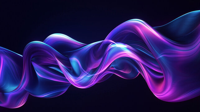 abstract 3d render glowing translucent purple and blue abstract form on black background