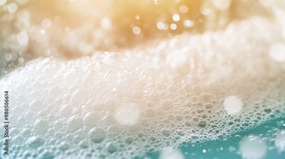 Aufkleber soapy bubbles surge under a steady flow of clear water, creating a refreshing and clean atmosphere i