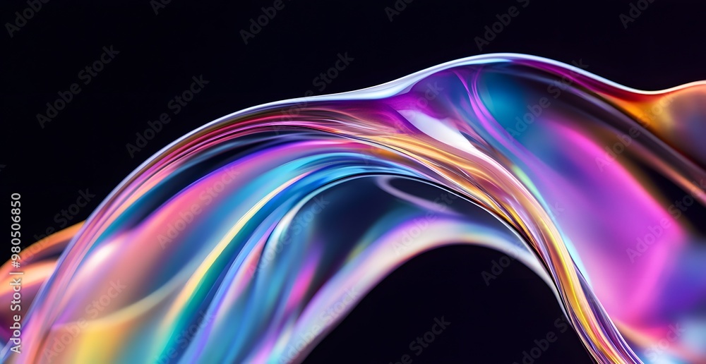Aufkleber a close-up of the curved edges of an object, rendered iridescent colors against a black background. 