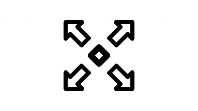 Animated maximize line icon on transparent background, arrow animation, 4k video motion graphic with alpha channel, use for web design, mobile apps, ui design