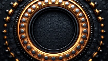 Obraz premium Circular Black and Gold Abstract Design with Metallic Accents
