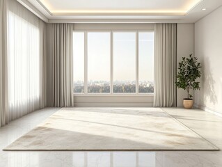 empty light living room with window
