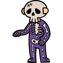 cute halloween skeleton costume illustration for card website, application, printing, document, poster design, etc.