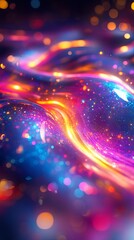 Fototapeta premium Futuristic digital art with neon colors and a clean area for text