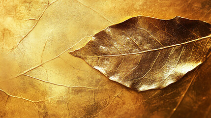 Shiny yellow leaf gold foil texture