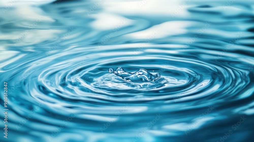 Poster water ripple texture with soft waves and reflections, creating a serene and calming background close