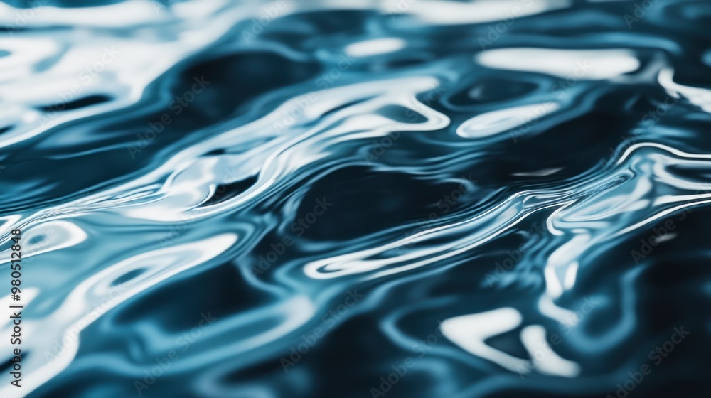 Poster water ripple texture with soft waves and reflections, creating a serene and calming background close