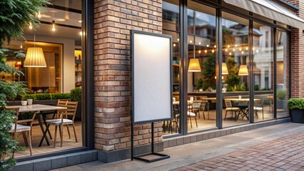 A hyper-realistic, isolated blank shop frame signage or restaurant menu board with a clean, white, and minimalist front, perfect for customization on a mockup template.