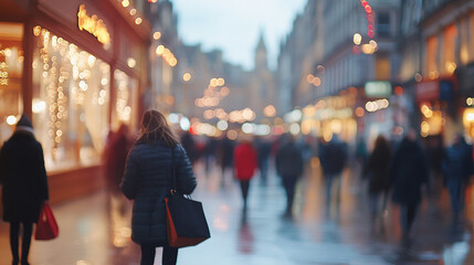 bokeh blurred background of people shopping