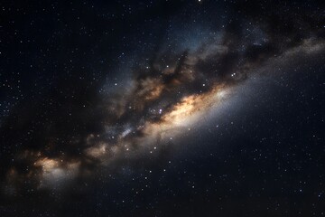 Fototapeta premium A dark night sky with stars and the Milky Way galaxy in view. 