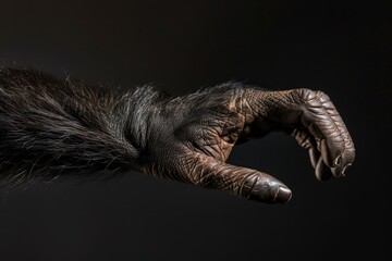Close-up of a werewolf hand with fur and claws, emphasizing the detailed texture and monstrous appearance, representing a mythical and terrifying creature in fantasy and horror themes.