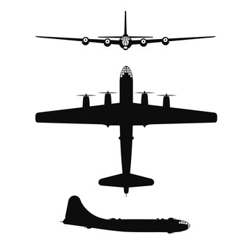 Vector illustration silhouette of the Boeing B-29 Superfortress isolated