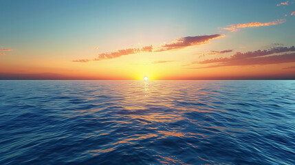 Obraz premium Vibrant sunset over the ocean with colorful reflections on the water surface