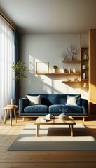 Fototapeta premium Modern Living Room with a Focus on Decorative Lighting