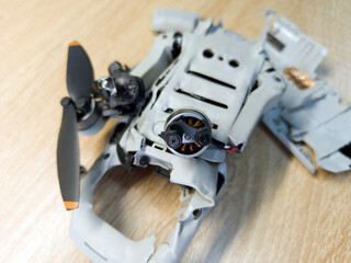 Drone crash close up view