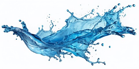 Obraz premium Vibrant blue water splashes frozen in mid-air, isolated on a white or transparent background, perfect for adding dynamic movement to your designs and compositions.