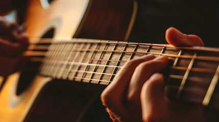 Fototapeta premium Hands Playing Acoustic Guitar