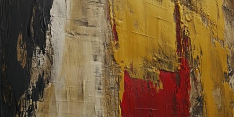 Fototapeta premium Abstract painting with bold colors and textured layers.