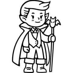 cute dracula boy halloween costume illustration for card website, application, printing, document, poster design, etc.