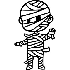 cute halloween mummy costume illustration for card website, application, printing, document, poster design, etc.