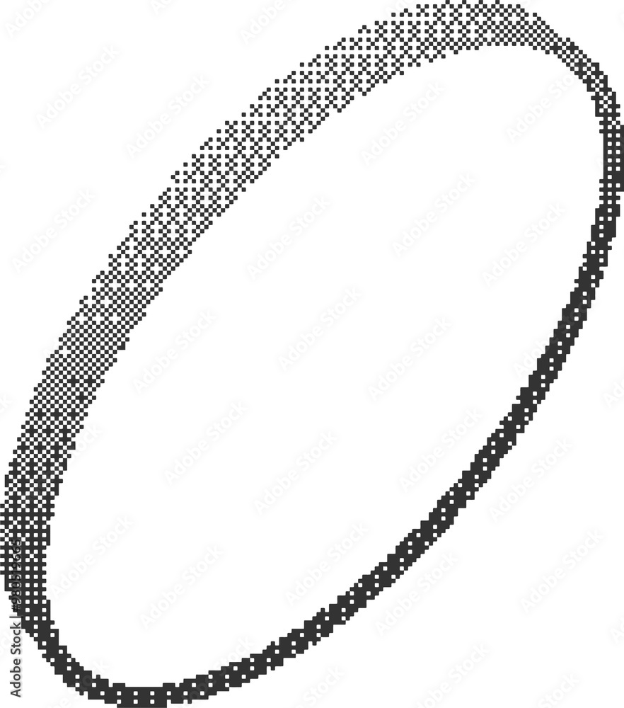 Poster Pixel pattern frame. Bitmap arch window. Noisy arcade game gradient arc. Dotted dither graphic element. Geometric halftone abstract border.