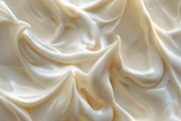 Fototapeta premium Creamy white cosmetic texture with swirling peaks