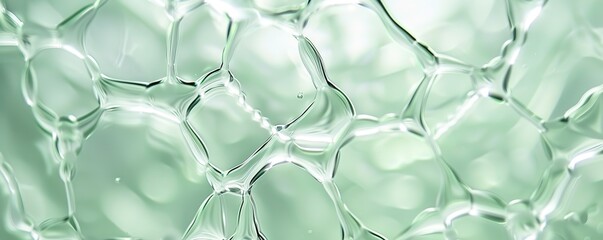Close-up of green gel bubbles, abstract background.