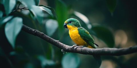 Naklejka premium Vivid Parrot Perched on Branch